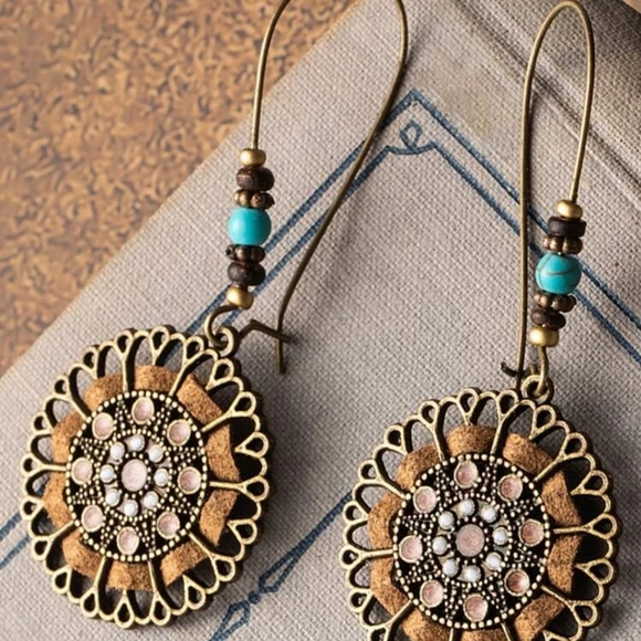 Jewelry - Round Woven Turquoise Colored Earrings